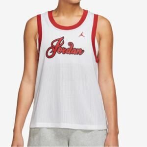 Jordan Jersey 23 Tank Top Sleeveless Mesh Basketball White Red WOMEN'S XS